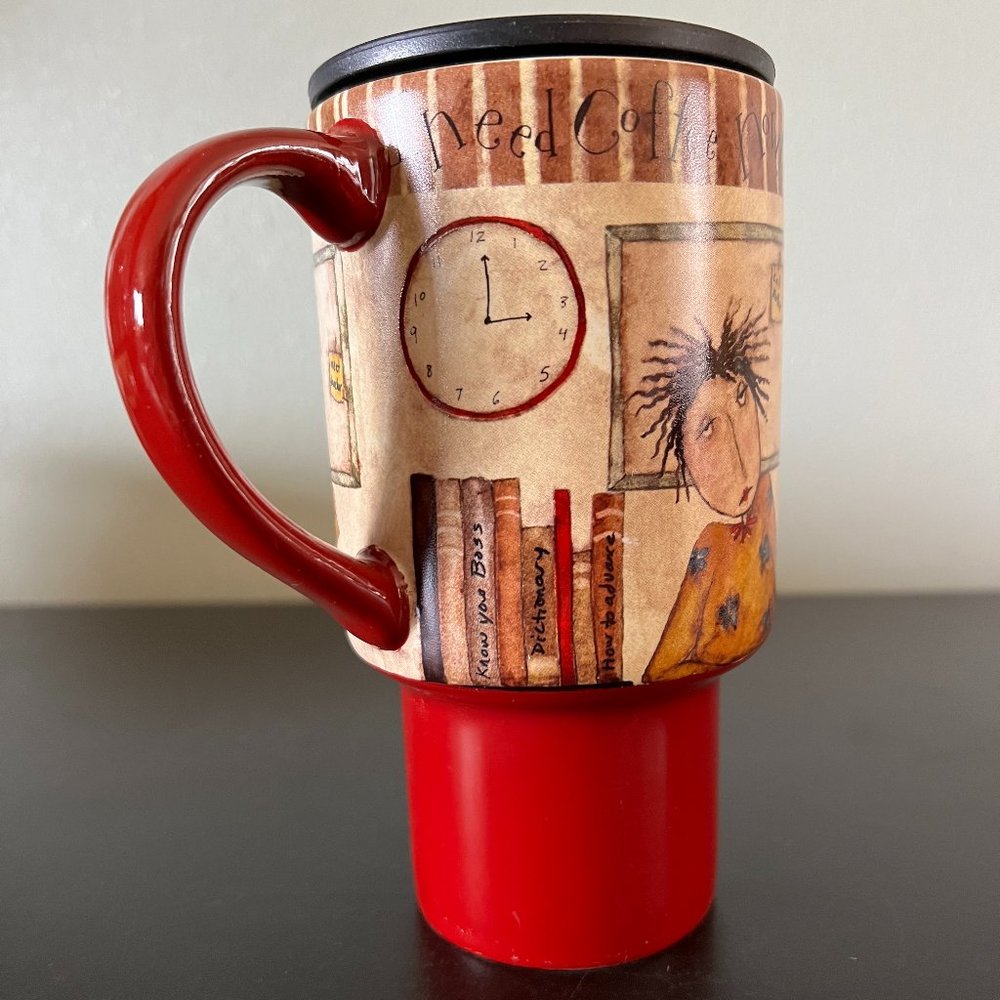 I Need Coffee Now! Tall Travel Mug by LANG w/ Art by Dan DiPaolo - Picture 6 of 8